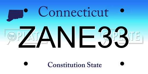 ZANE33 Connecticut License Plate