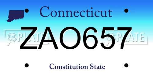 ZAO657 Connecticut License Plate