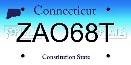ZAO68T Connecticut License Plate