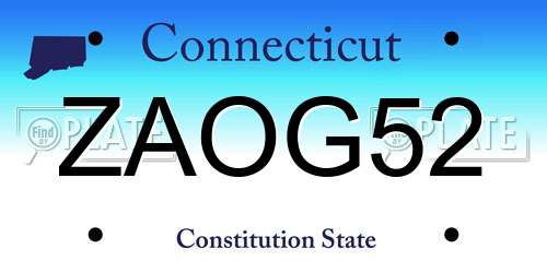ZAOG52 Connecticut License Plate