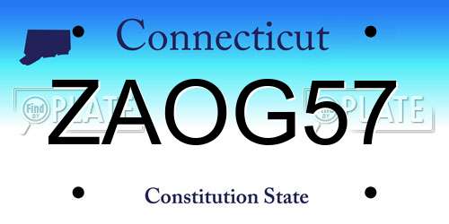 ZAOG57 Connecticut License Plate