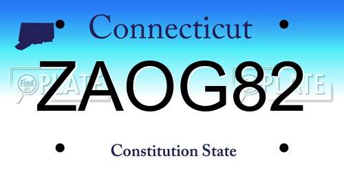 ZAOG82 Connecticut License Plate