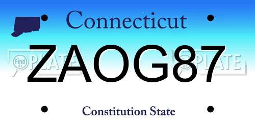 ZAOG87 Connecticut License Plate