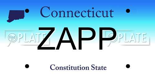 ZAPP Connecticut License Plate