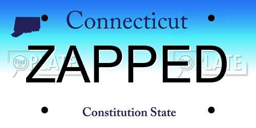 ZAPPED Connecticut License Plate