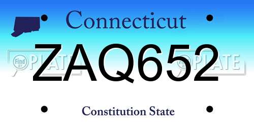 ZAQ652 Connecticut License Plate