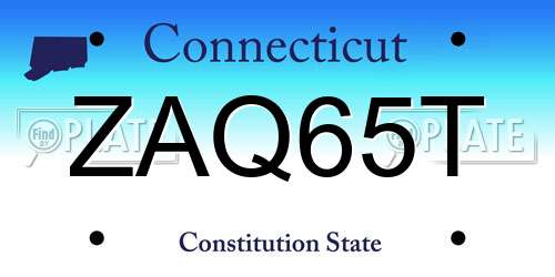 ZAQ65T Connecticut License Plate
