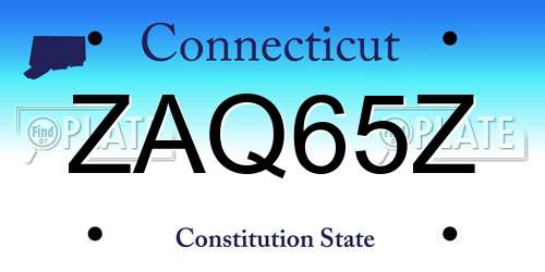 ZAQ65Z Connecticut License Plate