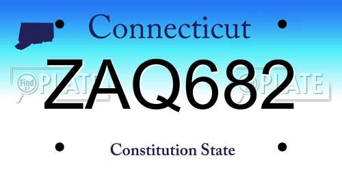 ZAQ682 Connecticut License Plate