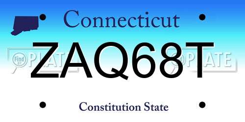 ZAQ68T Connecticut License Plate