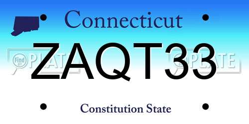 ZAQT33 Connecticut License Plate