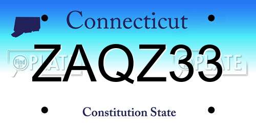 ZAQZ33 Connecticut License Plate