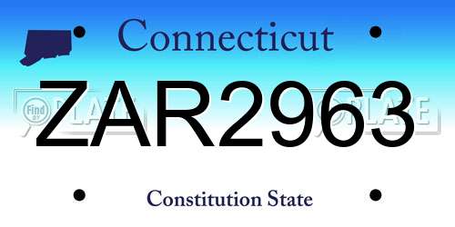 ZAR2963 Connecticut License Plate