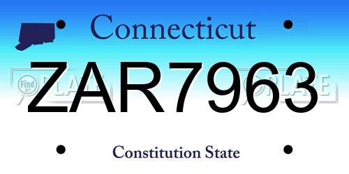 ZAR7963 Connecticut License Plate