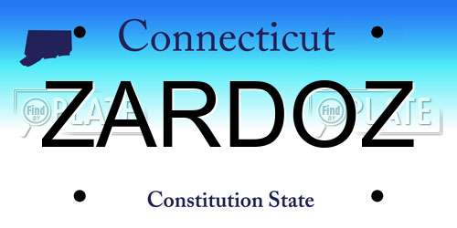 ZARDOZ Connecticut License Plate