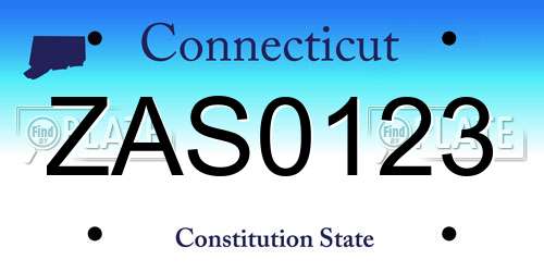 ZAS0123 Connecticut License Plate