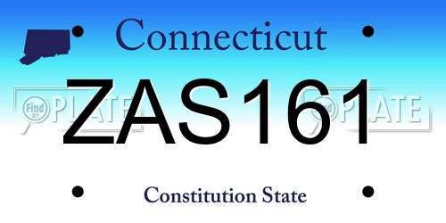 ZAS161 Connecticut License Plate