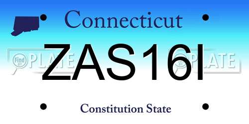 ZAS16I Connecticut License Plate