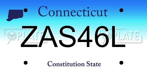 ZAS46L Connecticut License Plate