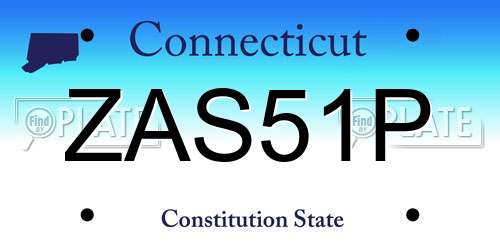 ZAS51P Connecticut License Plate