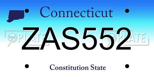 ZAS552 Connecticut License Plate