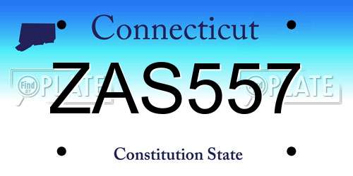 ZAS557 Connecticut License Plate