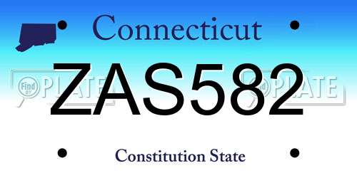 ZAS582 Connecticut License Plate