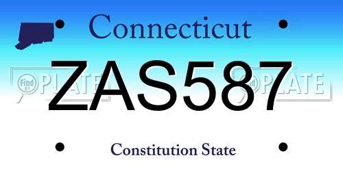 ZAS587 Connecticut License Plate