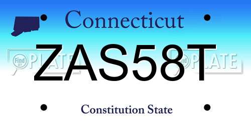 ZAS58T Connecticut License Plate