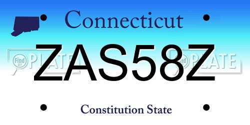 ZAS58Z Connecticut License Plate