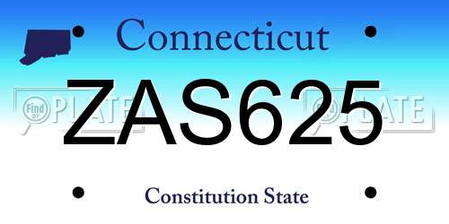 ZAS625 Connecticut License Plate