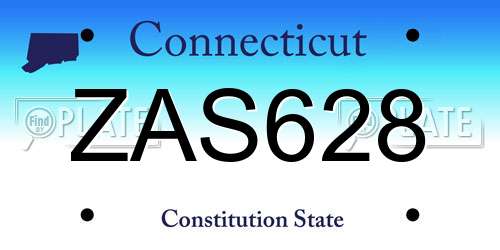 ZAS628 Connecticut License Plate
