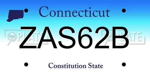 ZAS62B Connecticut License Plate