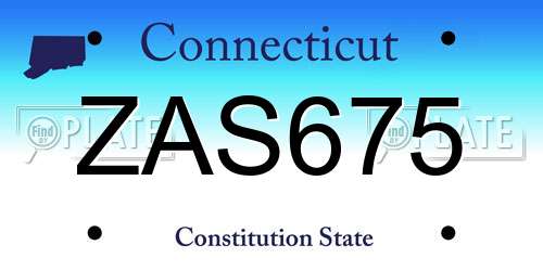 ZAS675 Connecticut License Plate