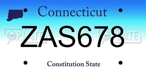 ZAS678 Connecticut License Plate