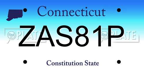 ZAS81P Connecticut License Plate