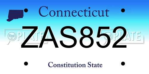 ZAS852 Connecticut License Plate