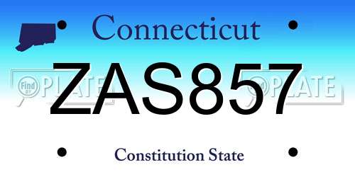 ZAS857 Connecticut License Plate