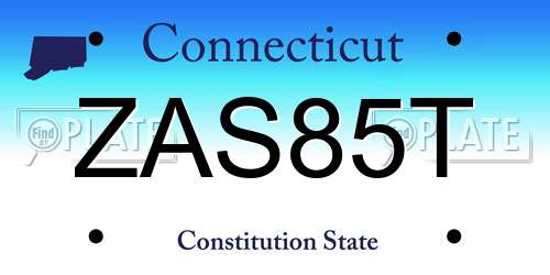 ZAS85T Connecticut License Plate