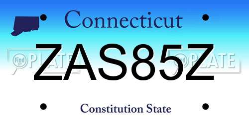 ZAS85Z Connecticut License Plate