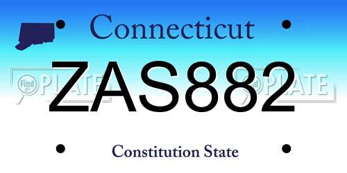 ZAS882 Connecticut License Plate