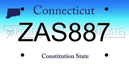 ZAS887 Connecticut License Plate