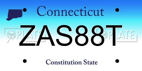 ZAS88T Connecticut License Plate