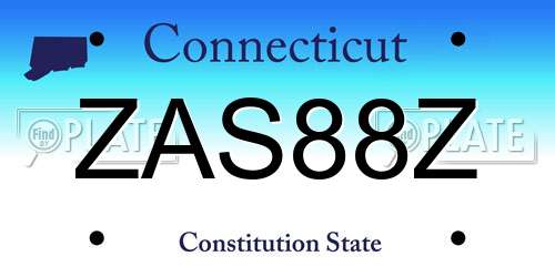 ZAS88Z Connecticut License Plate