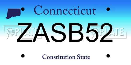 ZASB52 Connecticut License Plate