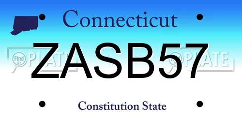 ZASB57 Connecticut License Plate