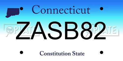 ZASB82 Connecticut License Plate