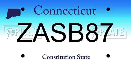 ZASB87 Connecticut License Plate
