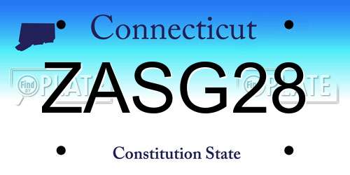 ZASG28 Connecticut License Plate