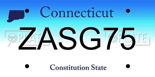 ZASG75 Connecticut License Plate